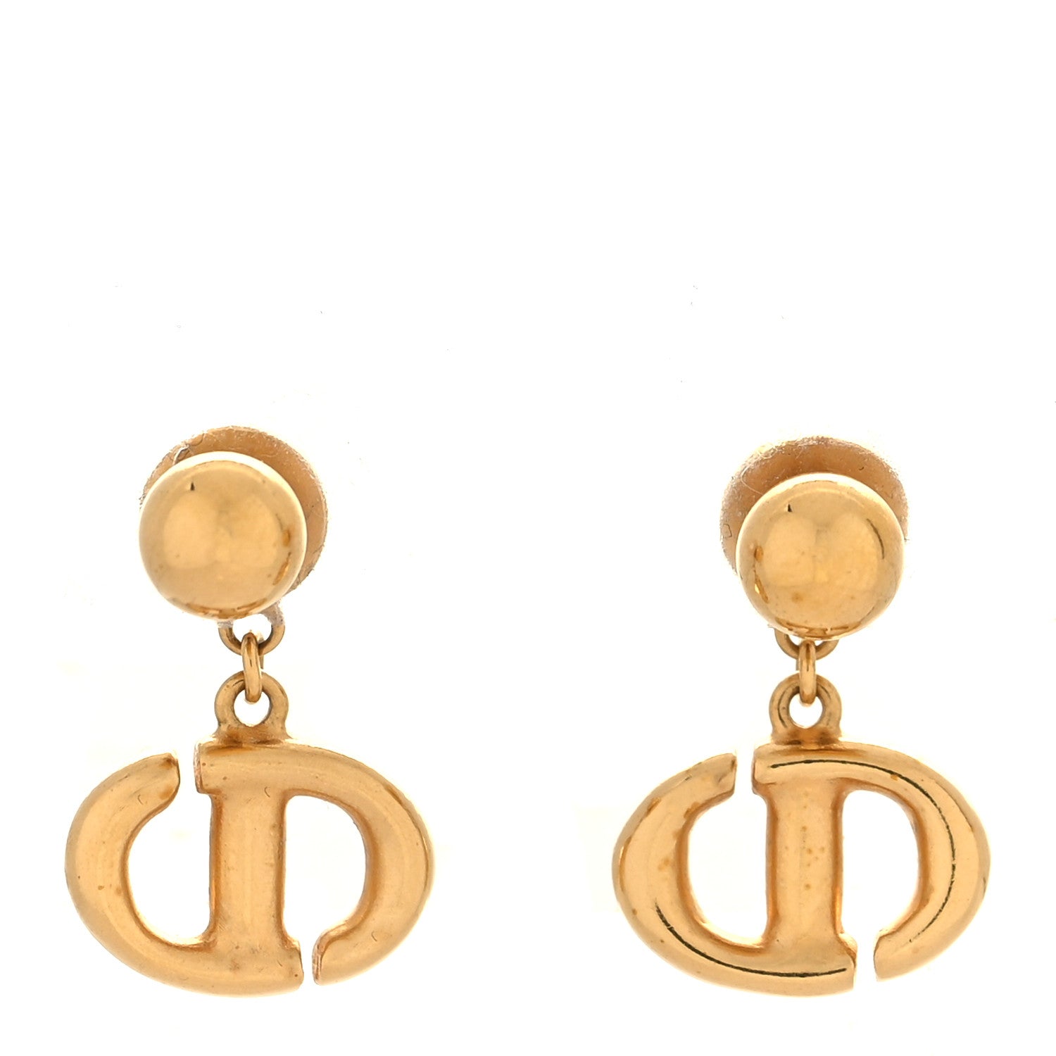 Christian Dior Metal Petit CD Drop Earrings Gold 1 of 5