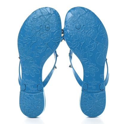 Valentino Garavani PVC Jelly Rockstud Bow Thong Sandals 35 Blue 5 of 8