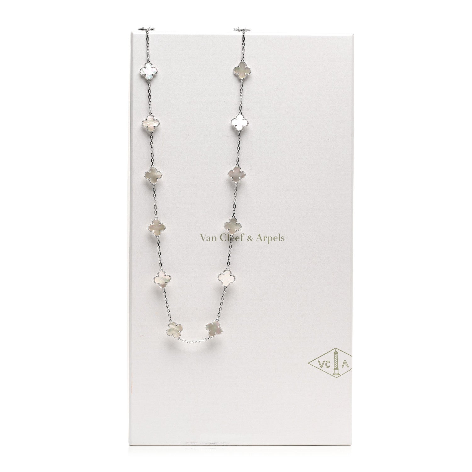 Van Cleef & Arpels 18K White Gold Mother of Pearl 20 Motifs Vintage Alhambra Necklace 6 of 6