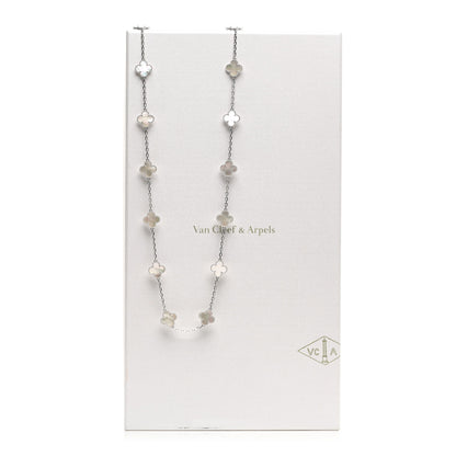 Van Cleef & Arpels 18K White Gold Mother of Pearl 20 Motifs Vintage Alhambra Necklace 6 of 6