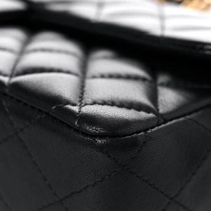 Chanel Lambskin Quilted East West Flap Black 9 of 14
