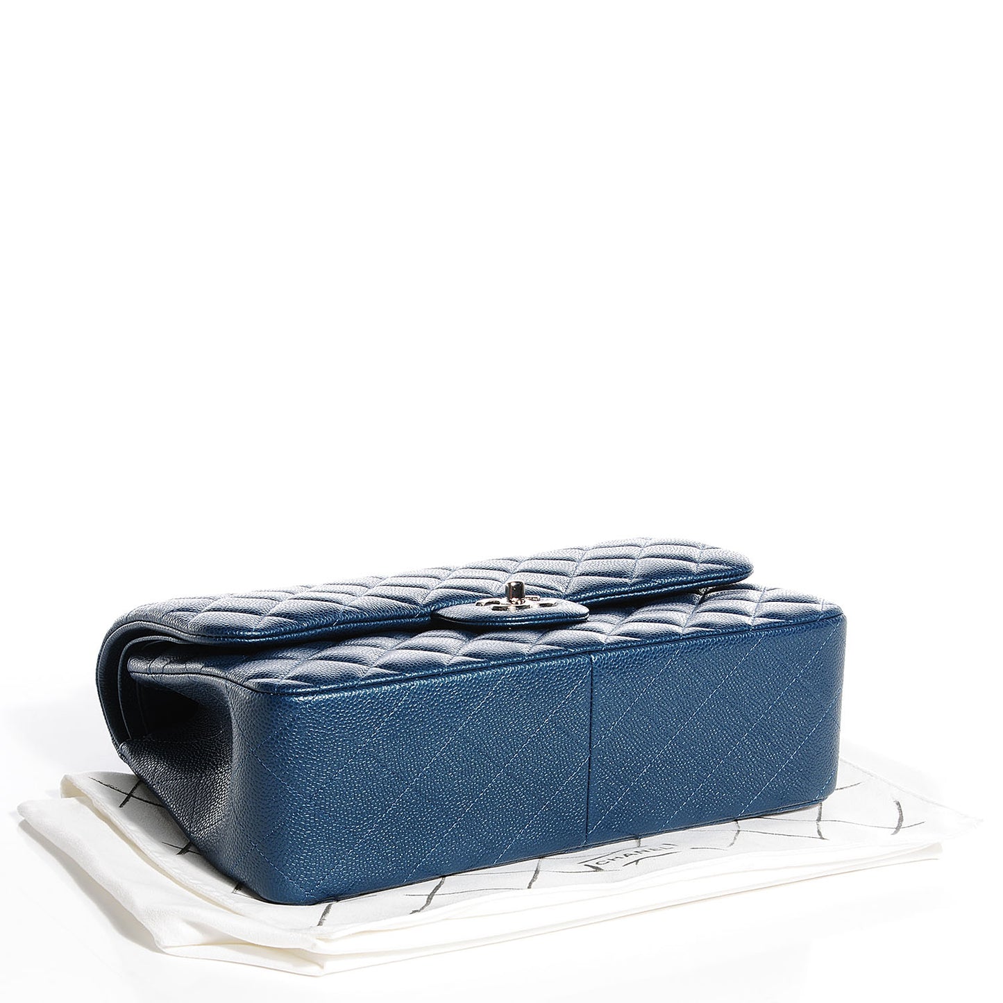 Caviar Quilted Jumbo Double Flap Blue