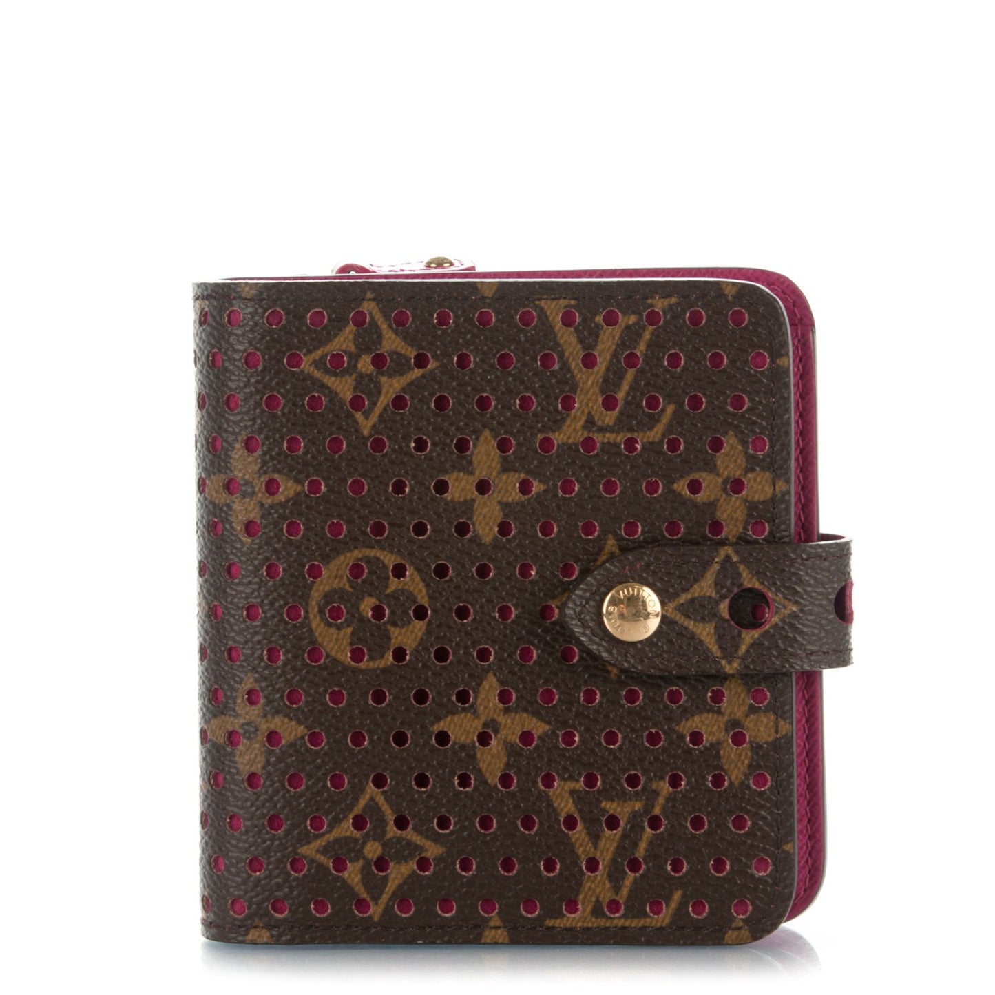Monogram Perforated Compact Zipped Wallet Fuchsia