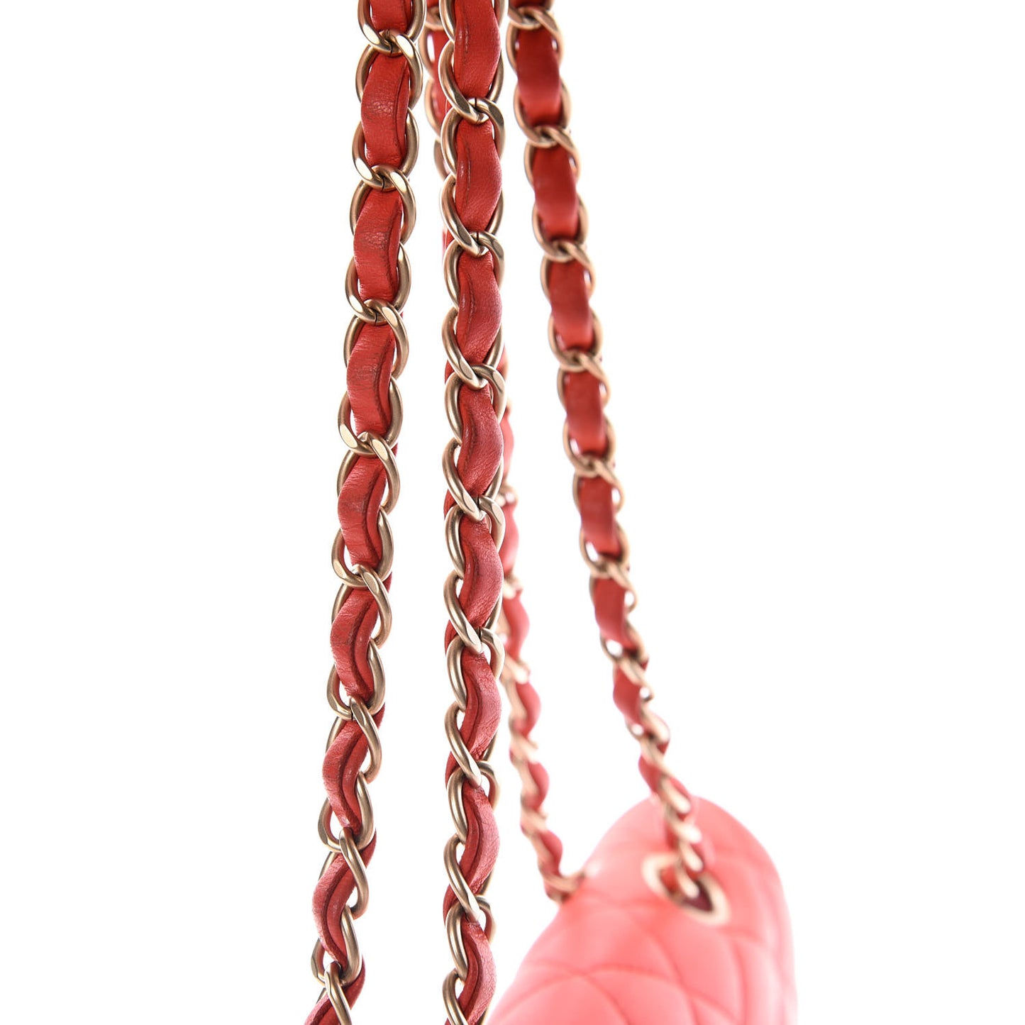Lambskin Quilted Medium Double Flap Red