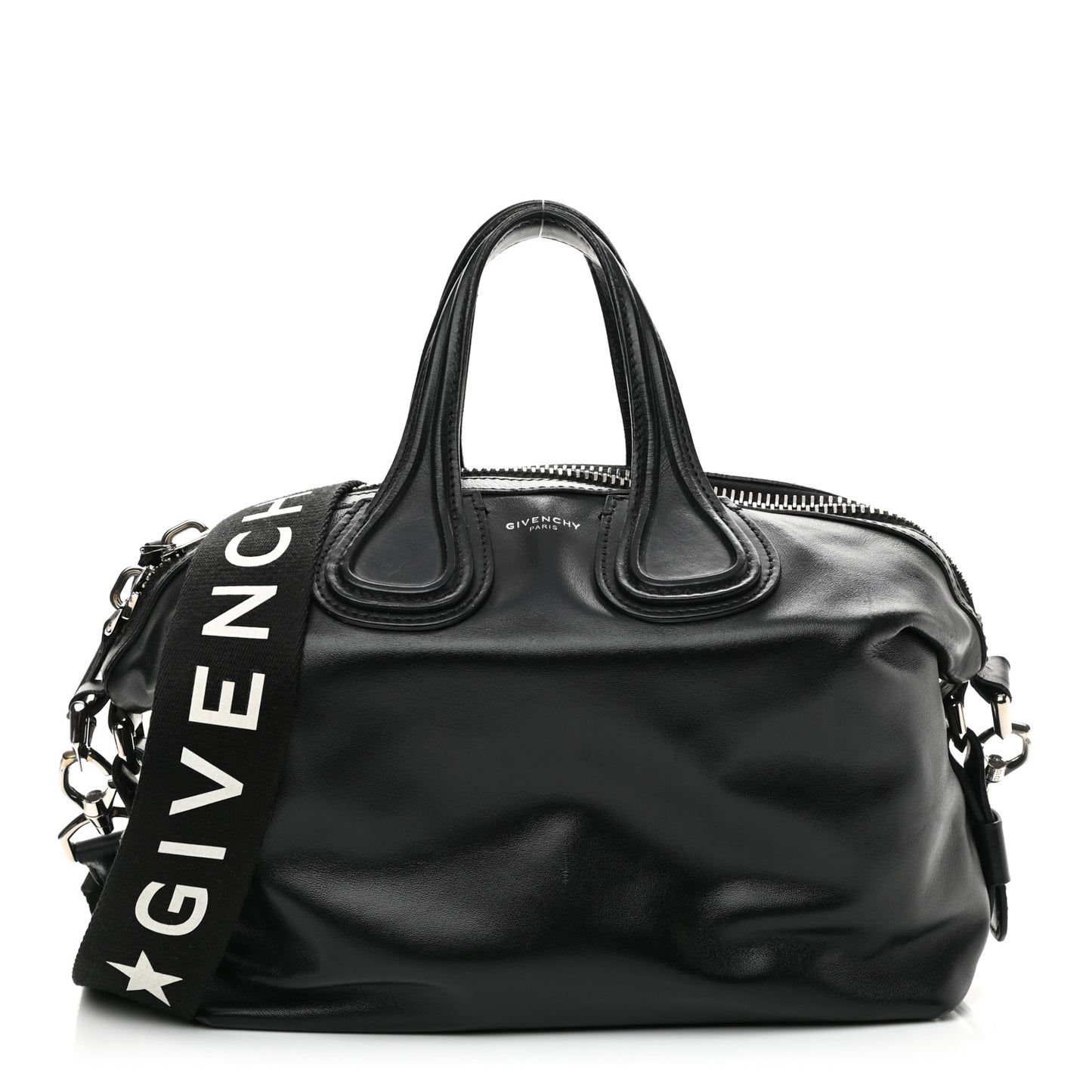Waxed Calfskin Medium Nightingale Logo Strap Black