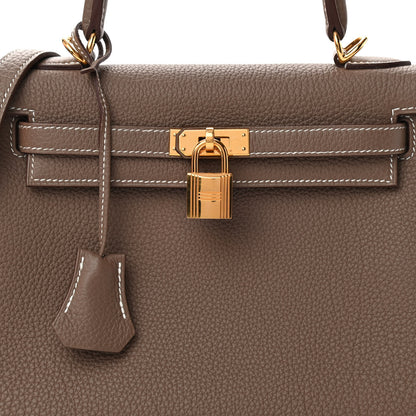 Hermes Togo Kelly Retourne 25 Etoupe 8 of 13