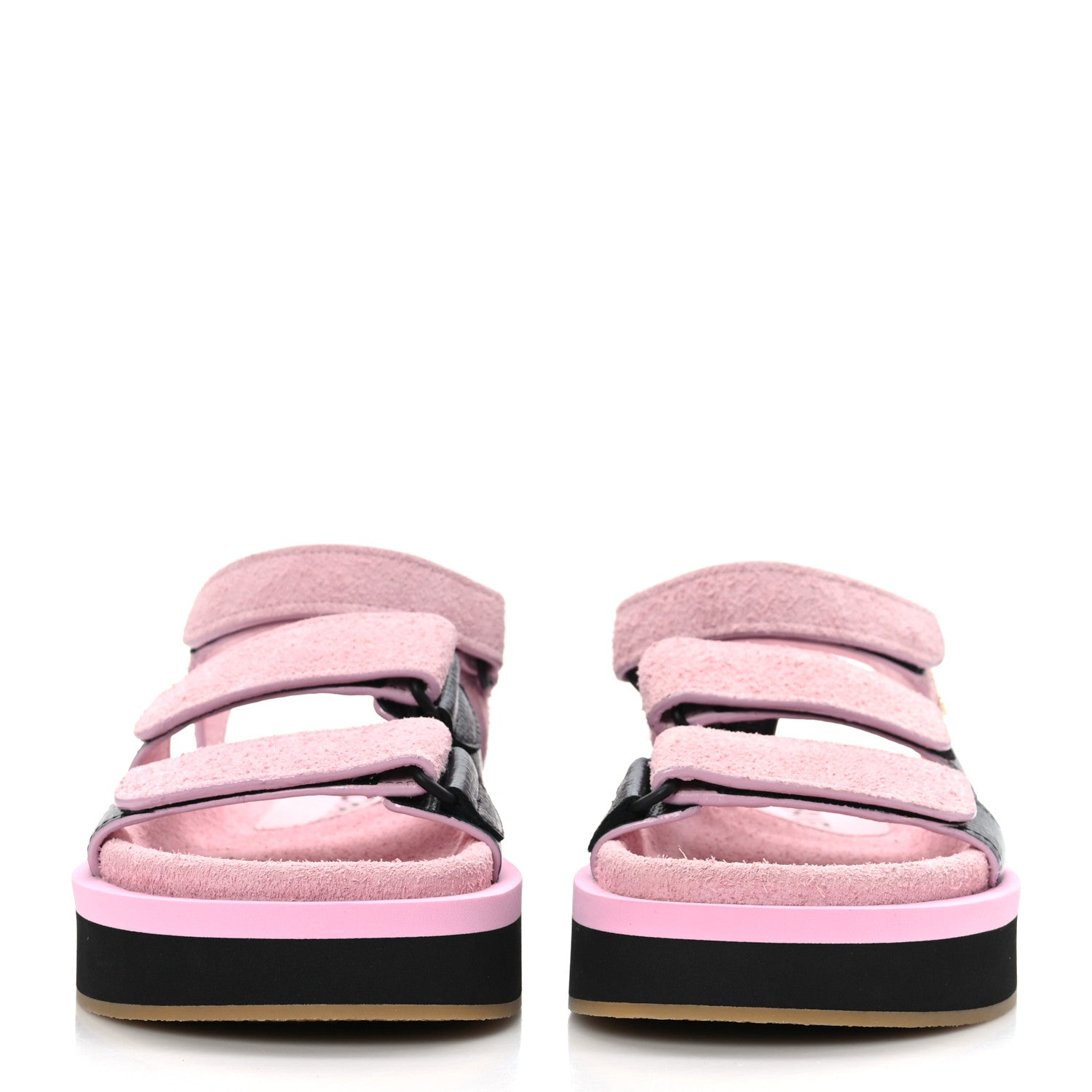 Chanel Suede Calfskin Velcro Flat Sandals 37 Light Pink 2 of 8