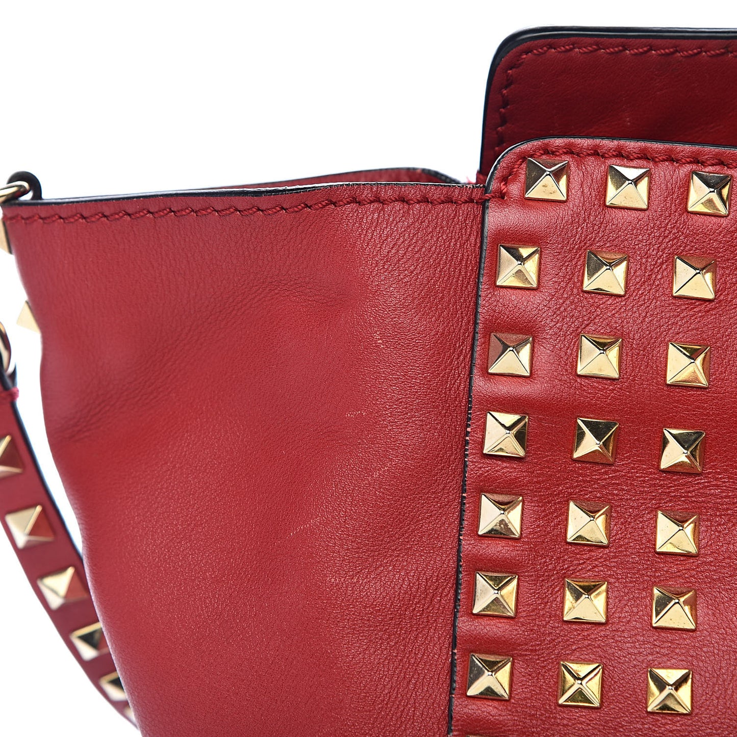 Vitello Medium Rockstud All Over Tote Rosso Valentino