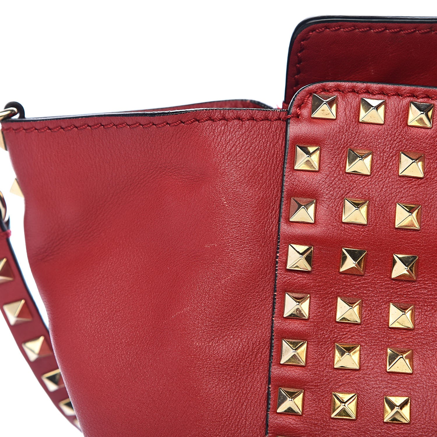Valentino Garavani Vitello Medium Rockstud All Over Tote Rosso Valentino 12 of 13