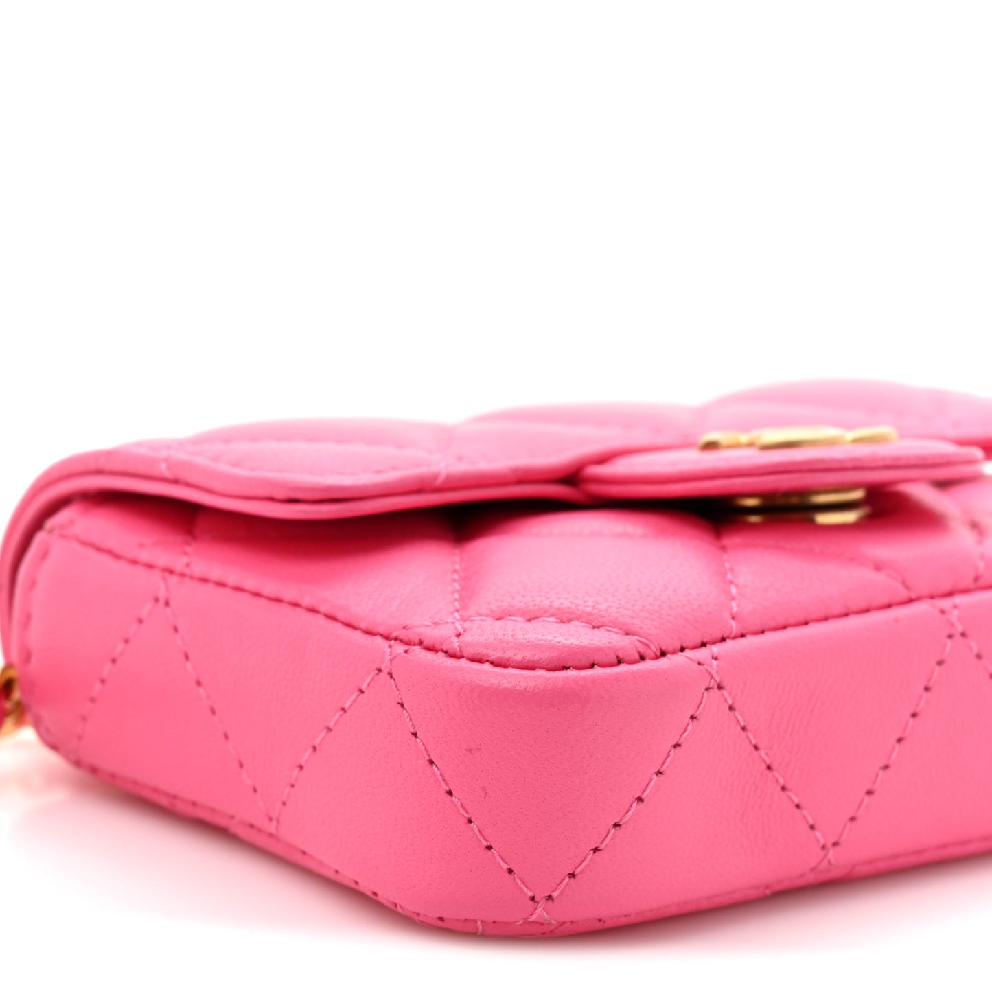 Lambskin Enamel Quilted Mini Chain Belt Bag Pink