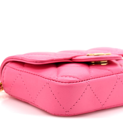 Chanel Lambskin Enamel Quilted Mini Chain Belt Bag Pink 10 of 14