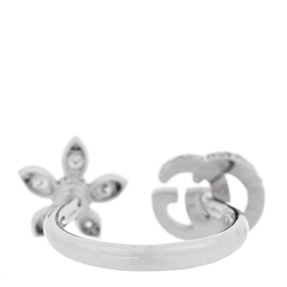 Gucci 18K White Gold Diamond Flora GG Open Ring 49 4.75 4 of 6