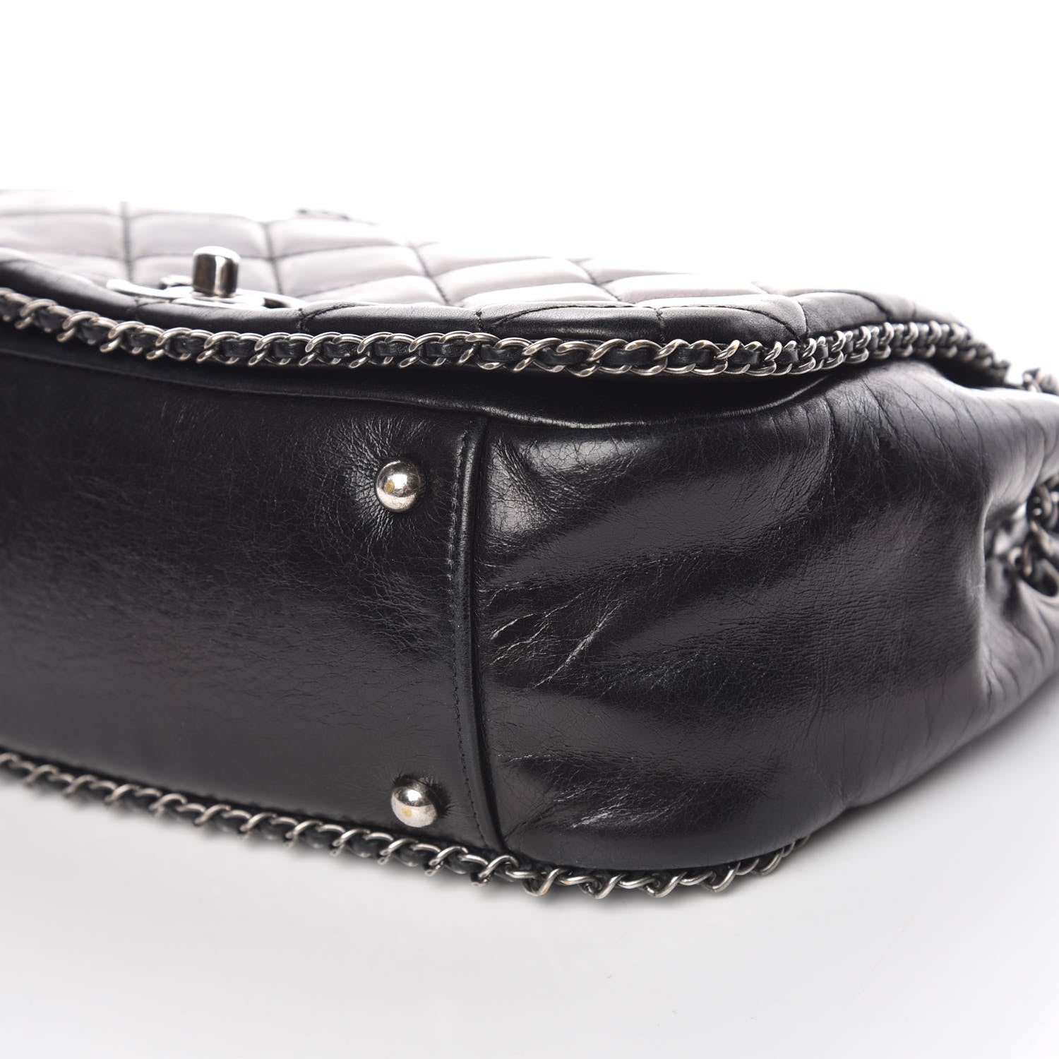 Chanel Calfskin Quilted Small CC Enchained Accordion Flap Black 11 of 14
