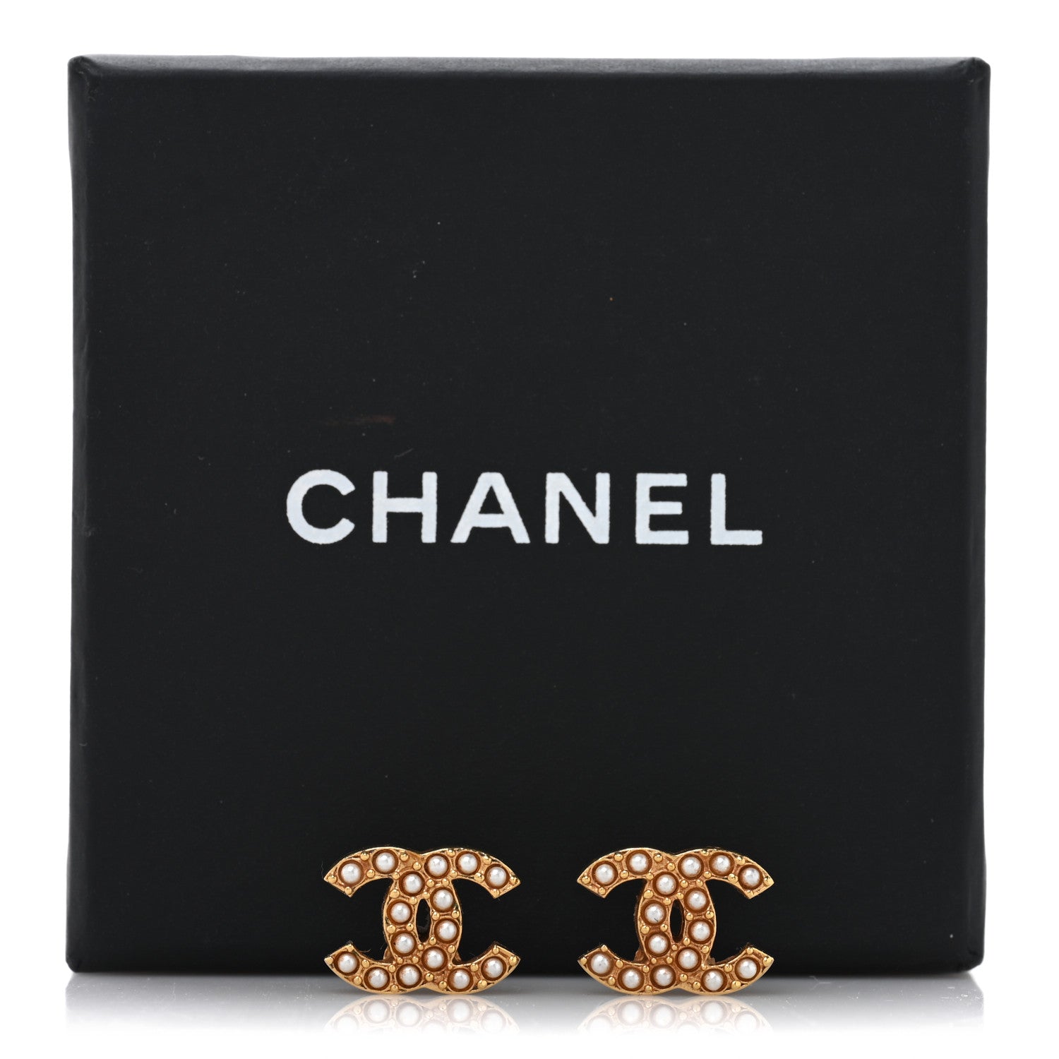 Chanel Pearl Studded CC Earrings Gold 5 of 5