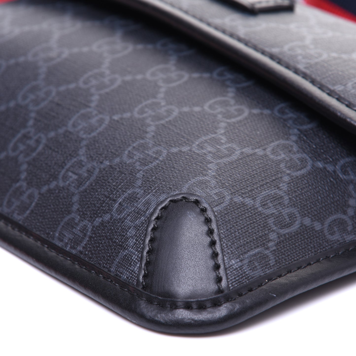 GG Supreme Monogram Web Slim Belt Bag Black Grey