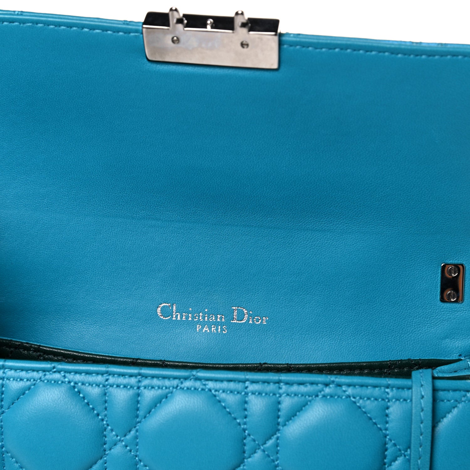 Christian Dior Lambskin Cannage Mini New Lock Pouch Blue 9 of 12
