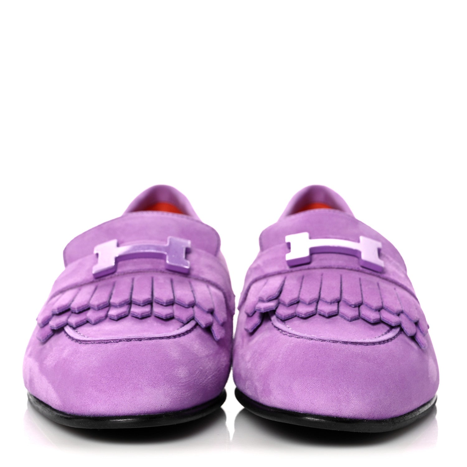 Hermes Suede Goatskin Womens Royal Loafers 36 Violet Parme 2 of 9