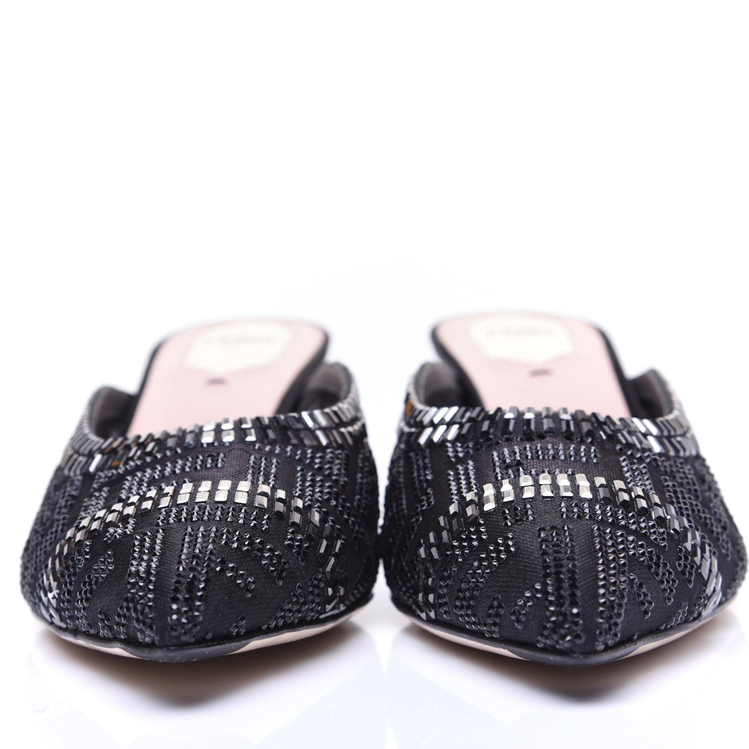 Fendi Technical Mesh Crystal FF Embellished Colibri 55mm Mules 40 Black 2 of 11
