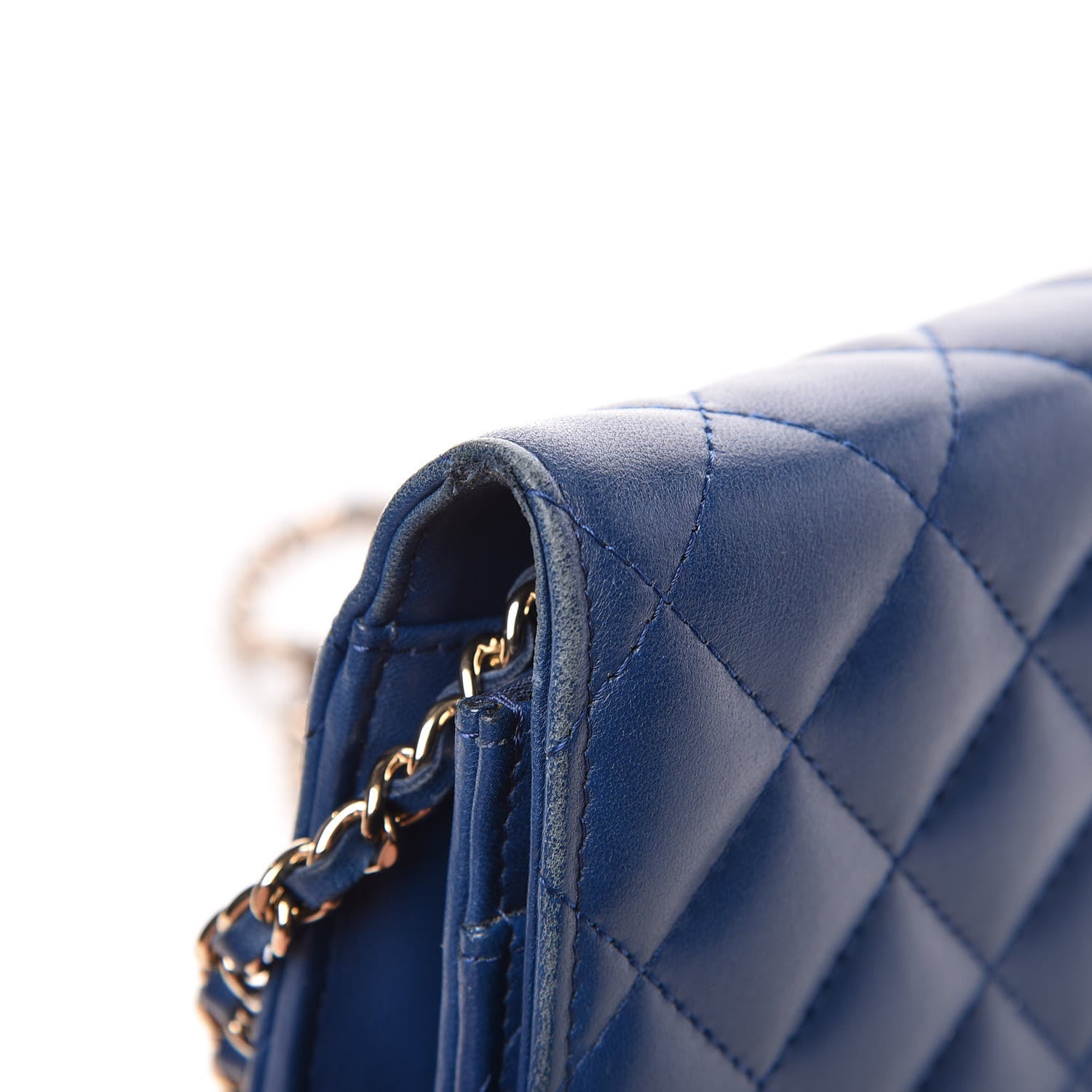 Chanel Lambskin Quilted Wallet On Chain WOC Dark Blue 11 of 15