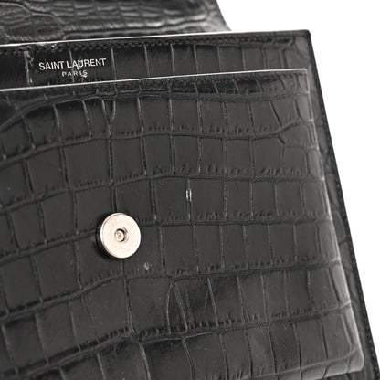Saint Laurent Calfskin Crocodile Embossed Medium Monogram Sunset Black 15 of 19