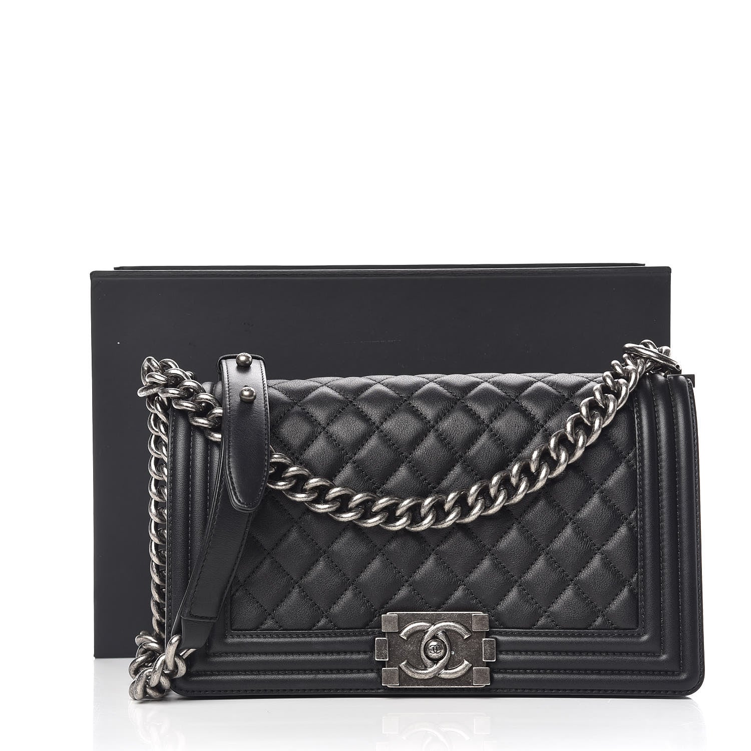 Chanel Calfskin Quilted Medium Boy Flap Black 10 of 10