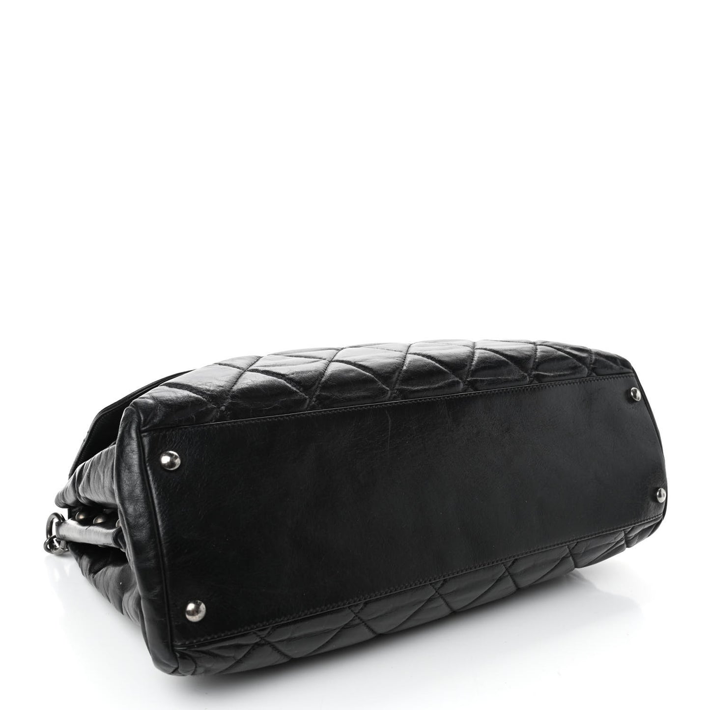 Glazed Calfskin Boy Satchel Flap Black