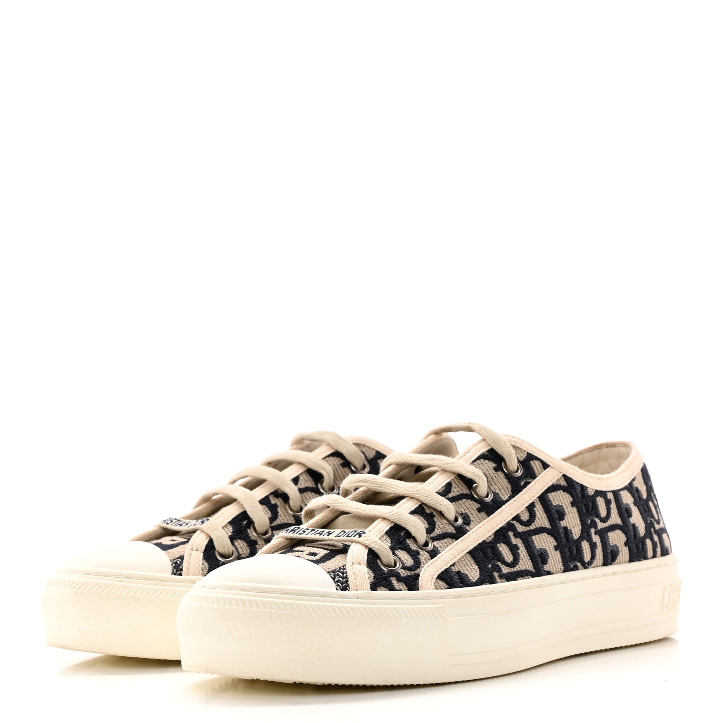 Canvas Oblique Walk 'N' Dior Low Top Sneakers 36 Deep Blue