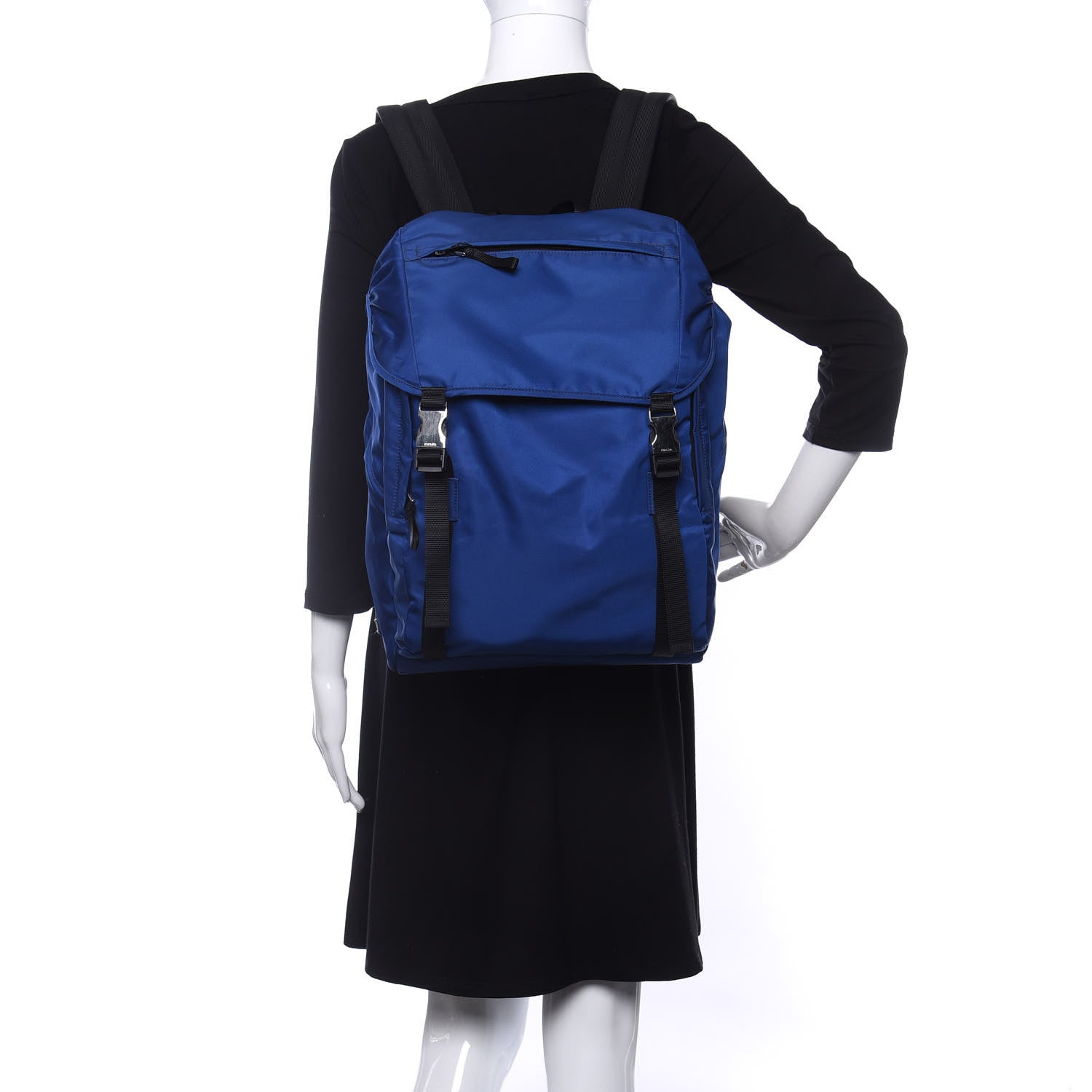 Prada Tessuto Nylon Double Buckle Backpack Royal 2 of 9