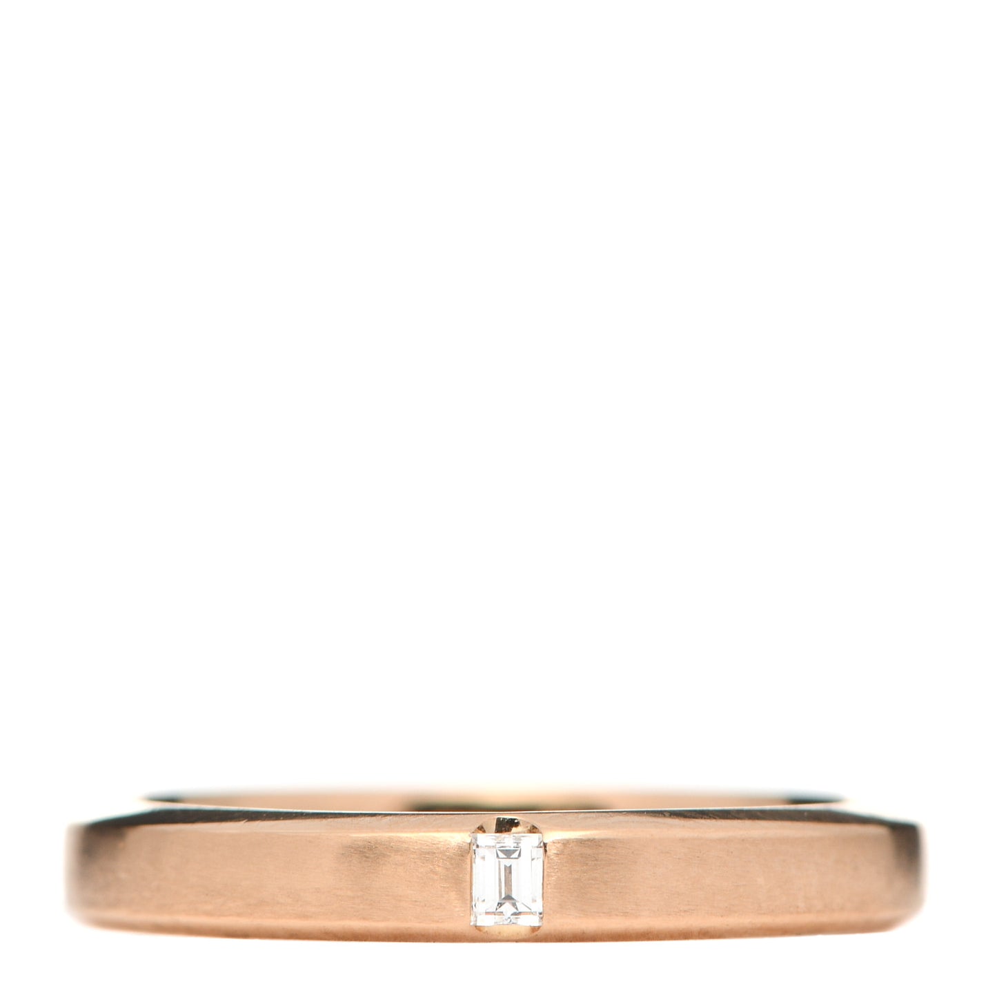 18K Rose Gold Diamond Essential Band Satin Baguette Ring 53 6.25