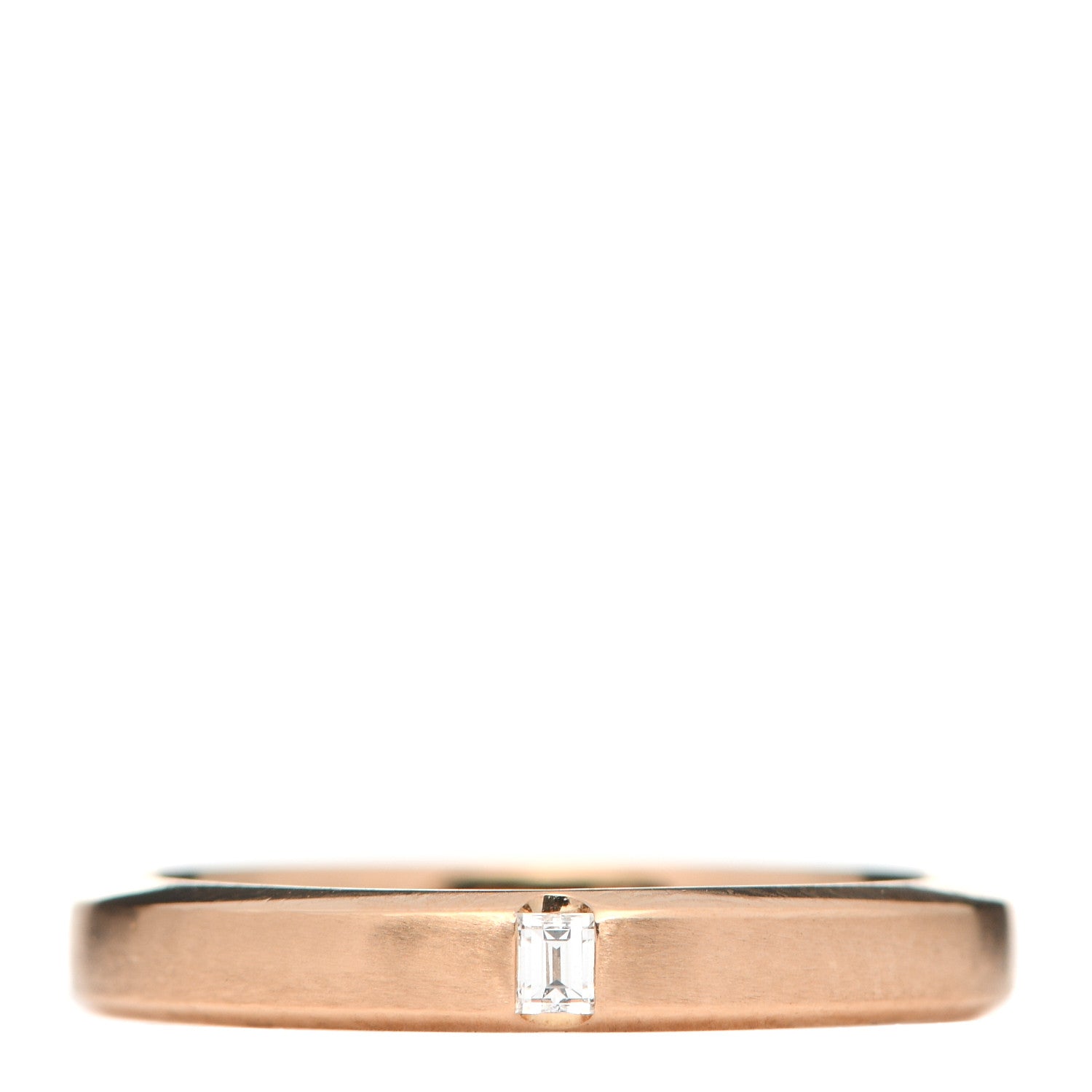 Tiffany 18K Rose Gold Diamond Essential Band Satin Baguette Ring 53 6.25 1 of 6