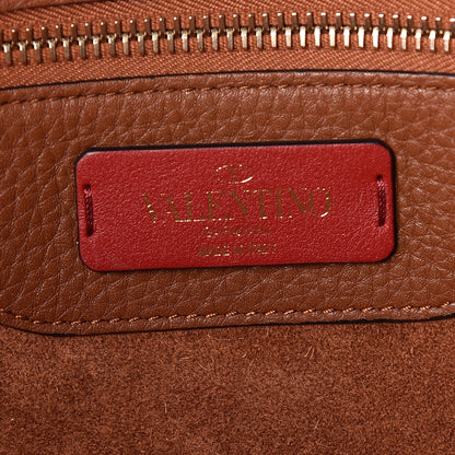 Valentino Garavani Grained Calfskin Rockstud Shoulder Tote Bright Cognac 9 of 13