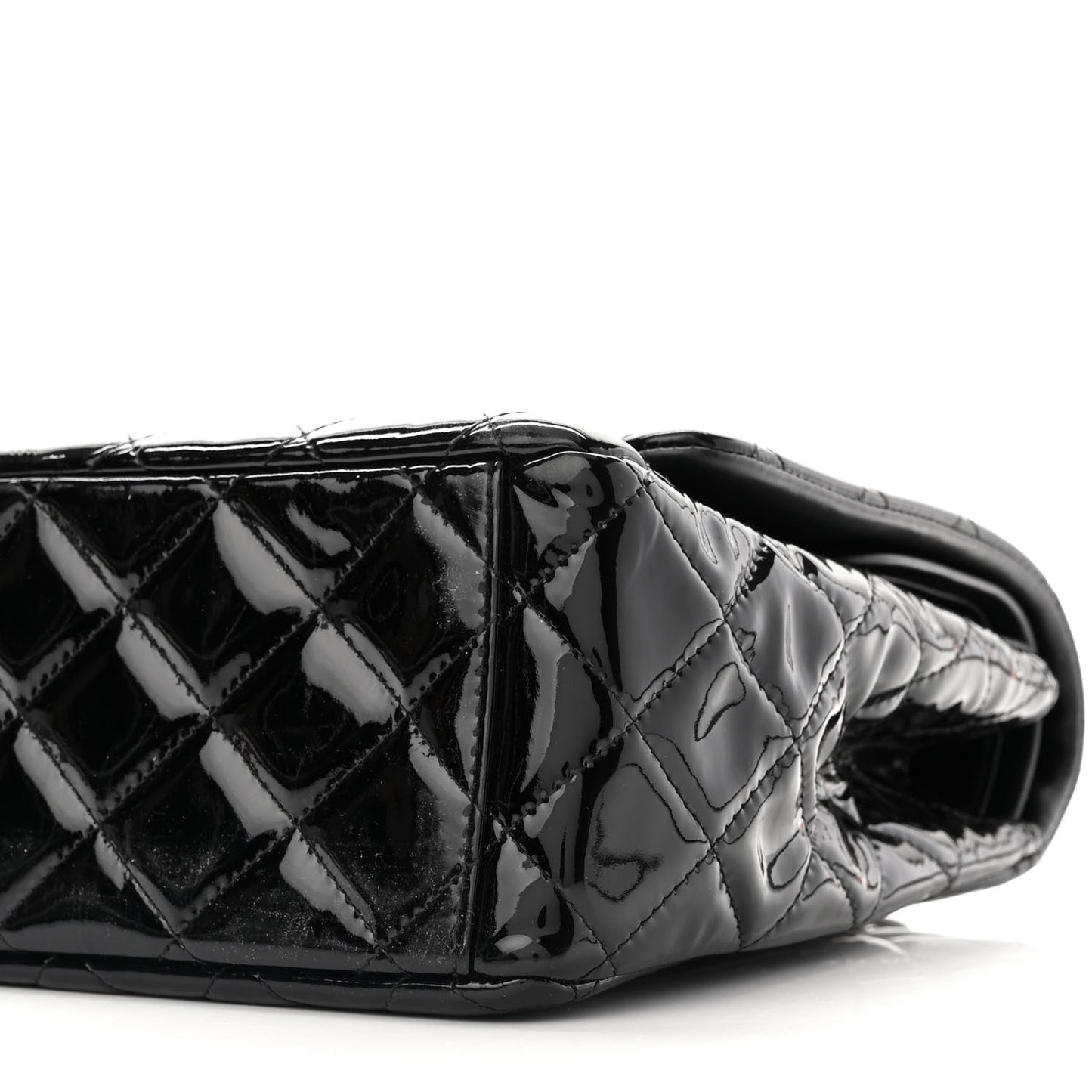 Patent Quilted Maxi Double Flap Black