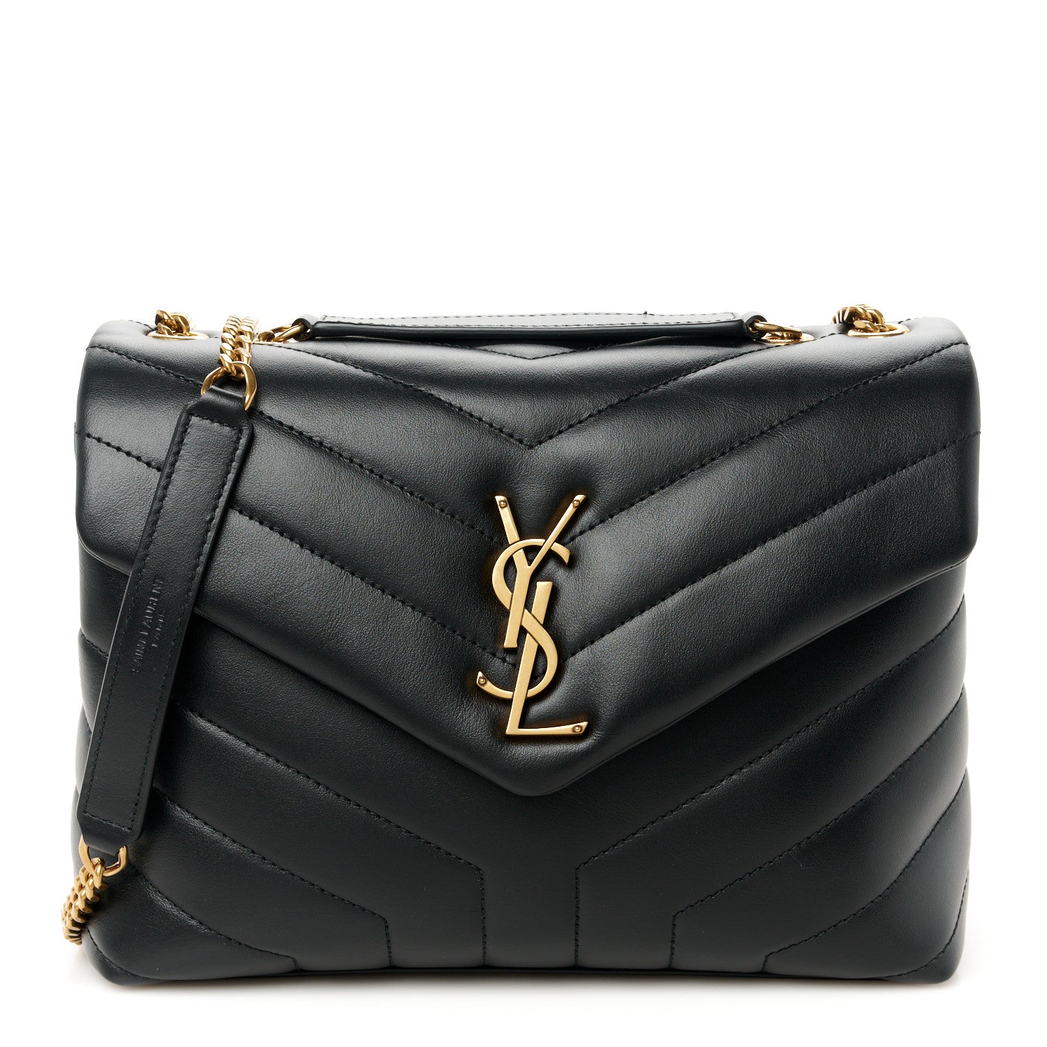 Saint Laurent Calfskin Y Quilted Monogram Small Loulou Chain Satchel Black 1 of 11