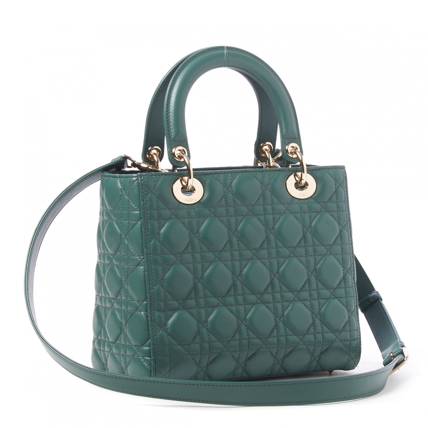 Christian Dior Lambskin Cannage Medium Lady Dior Orage 3 of 10