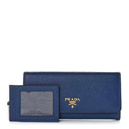 Prada Saffiano Metal Continental Flap Wallet Bleuette 1 of 12