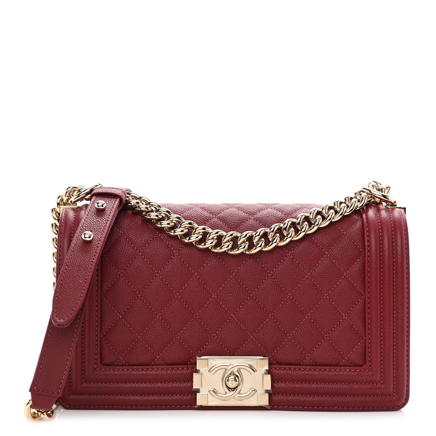 Chanel Caviar Quilted Medium Boy Flap Burgundy 1 of 8