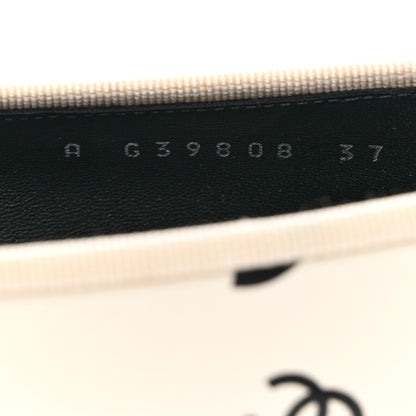 Chanel Printed Lambskin Cap Toe CC Ballet Flats 37 White Black 7 of 10