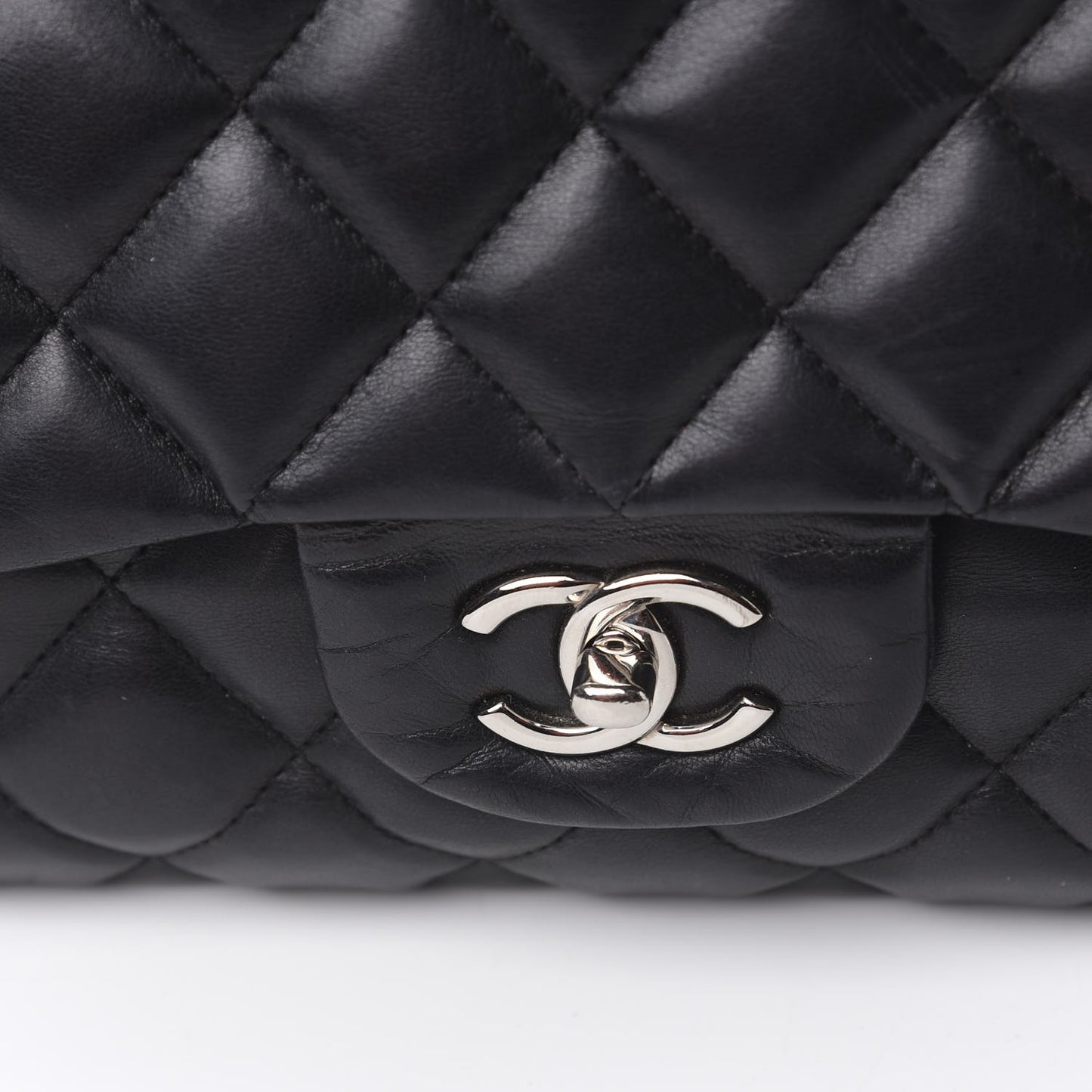 Lambskin Quilted Jumbo Single Flap Black
