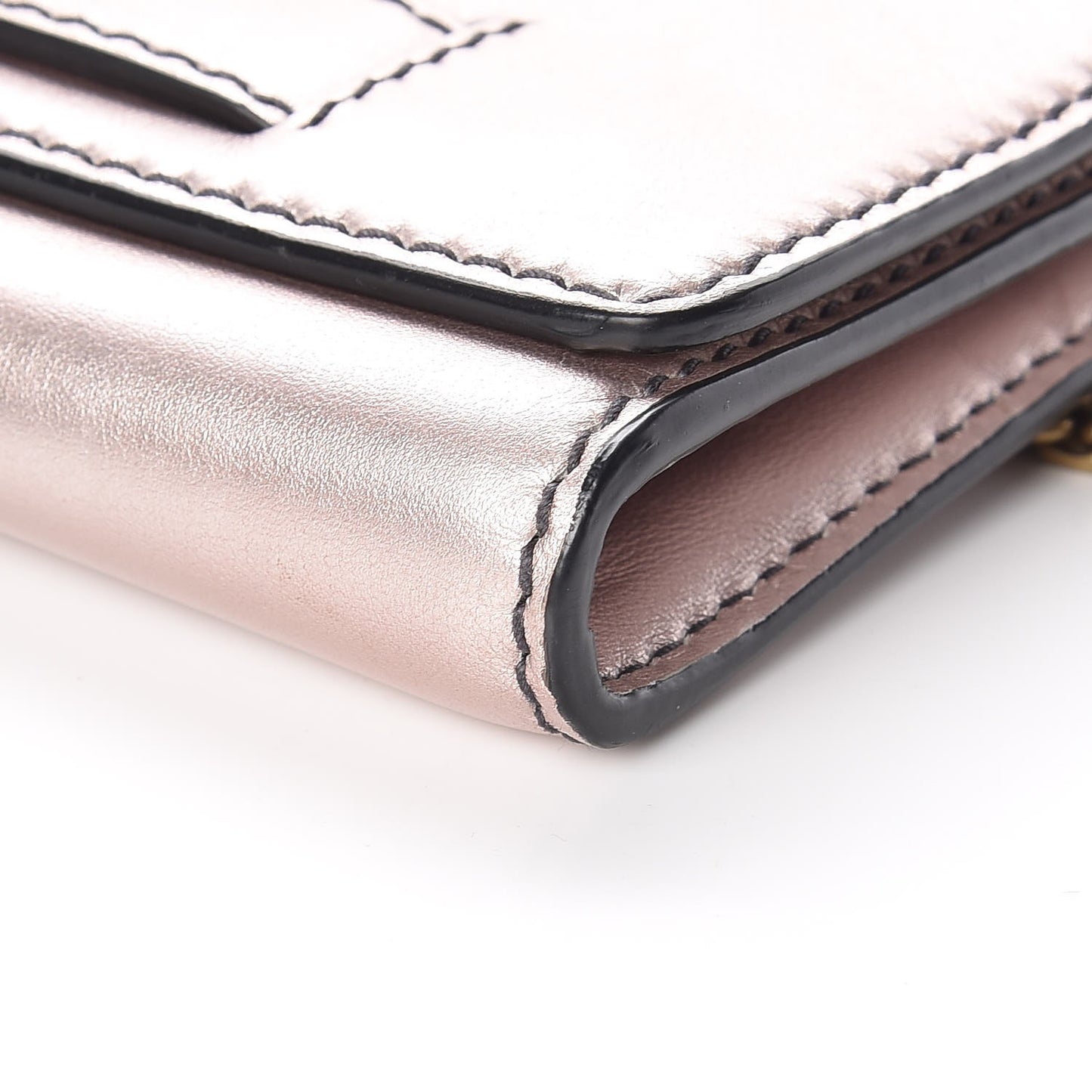 Metallic Calfskin J'adior Croisiere Chain Wallet Bronze