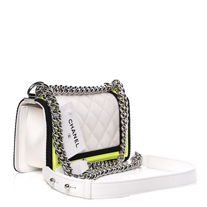 Chanel Canvas Quilted Small Fluo Boy Flap White Black Yellow 3 of 18