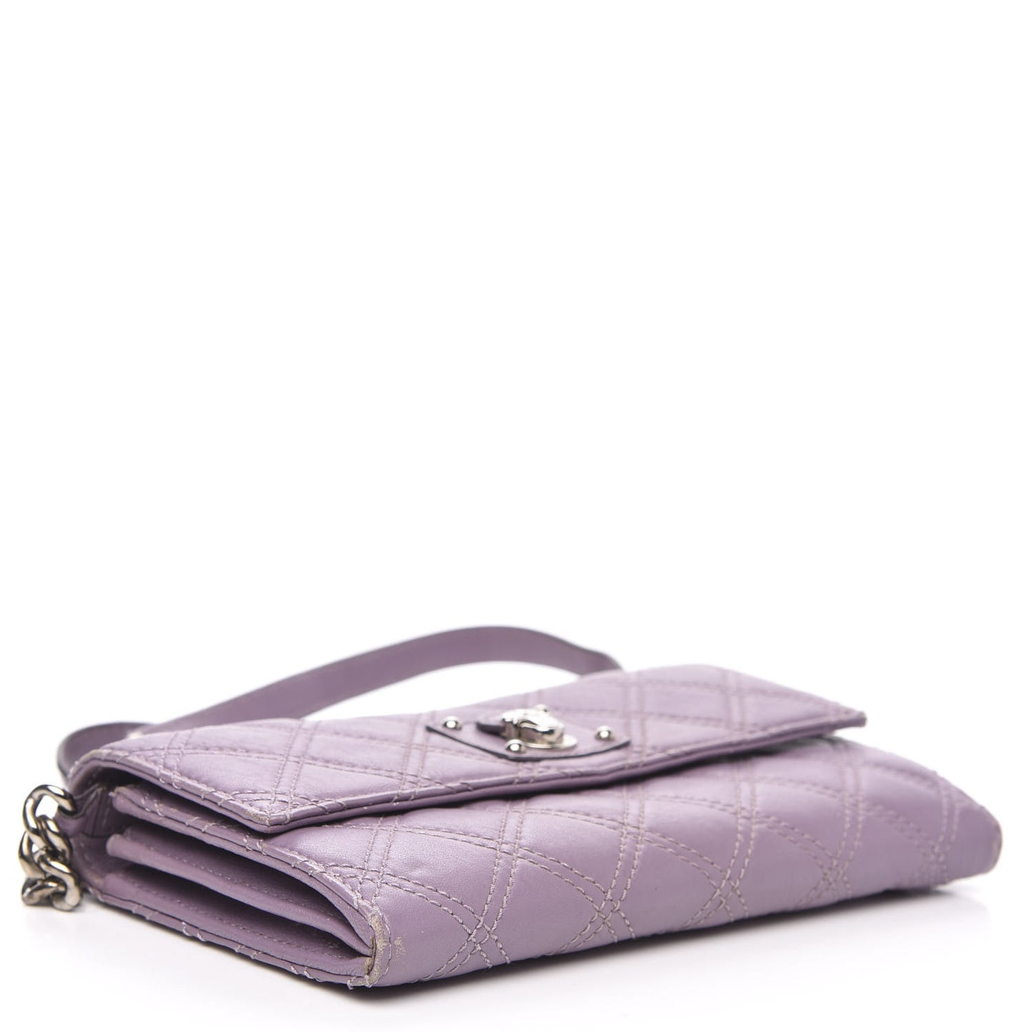 Lambskin Quilted Chain Wallet Light Purple