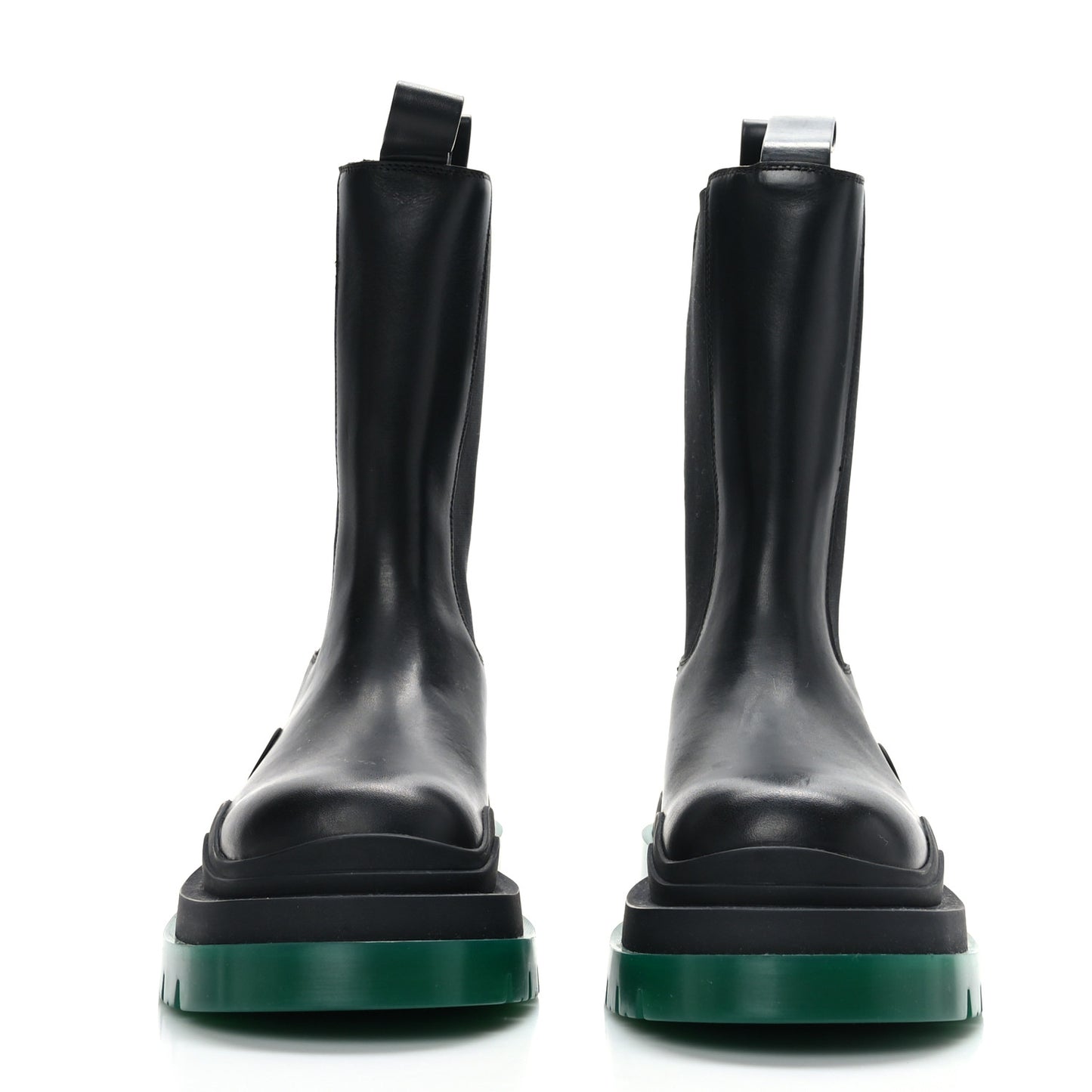 Calfskin The Tire Chelsea Boots 38 Black Green