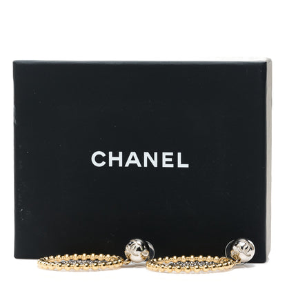 Chanel Metal Bead Round CC Drop Earrings Gold Silver 5 of 5