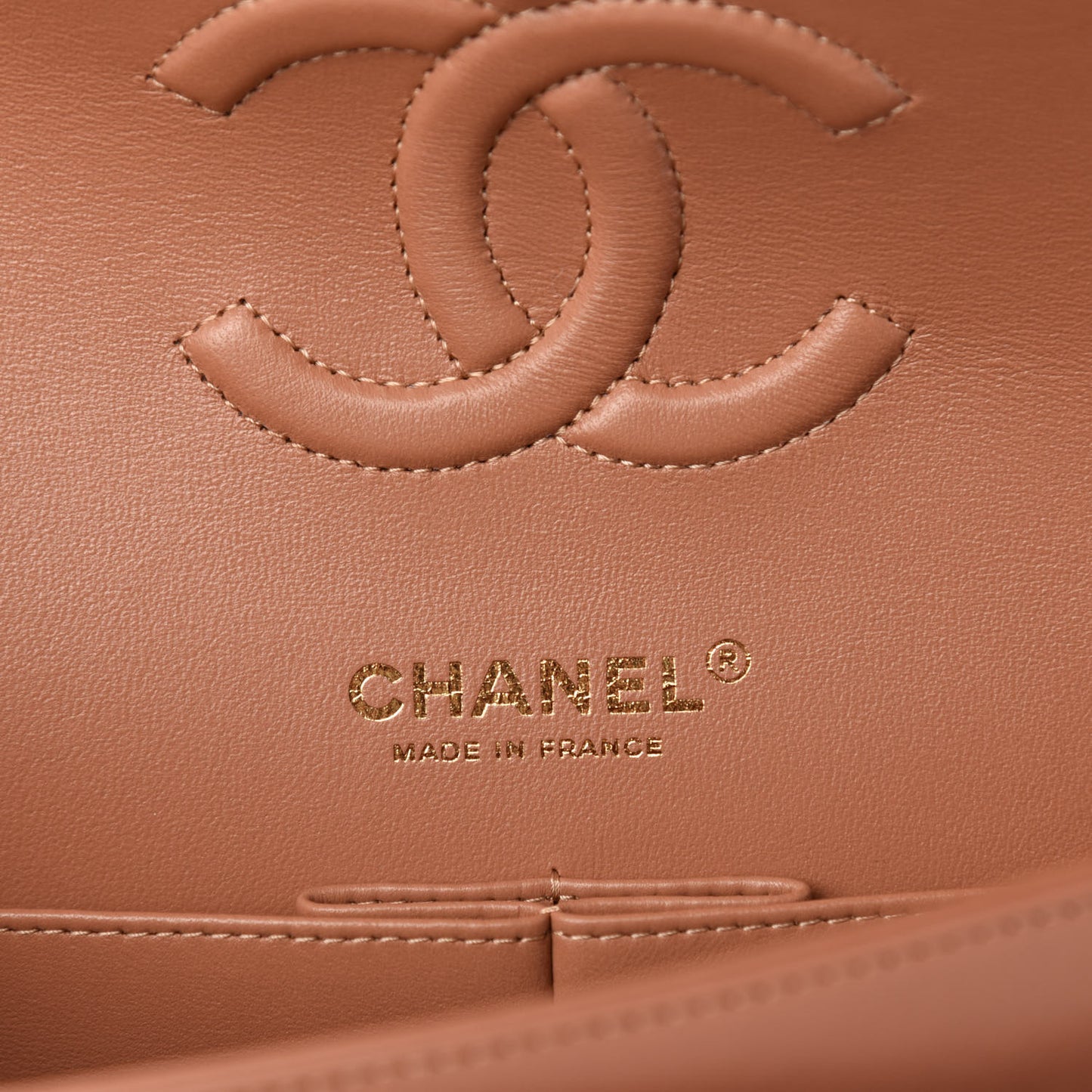 Lambskin Quilted Medium Double Flap Brown