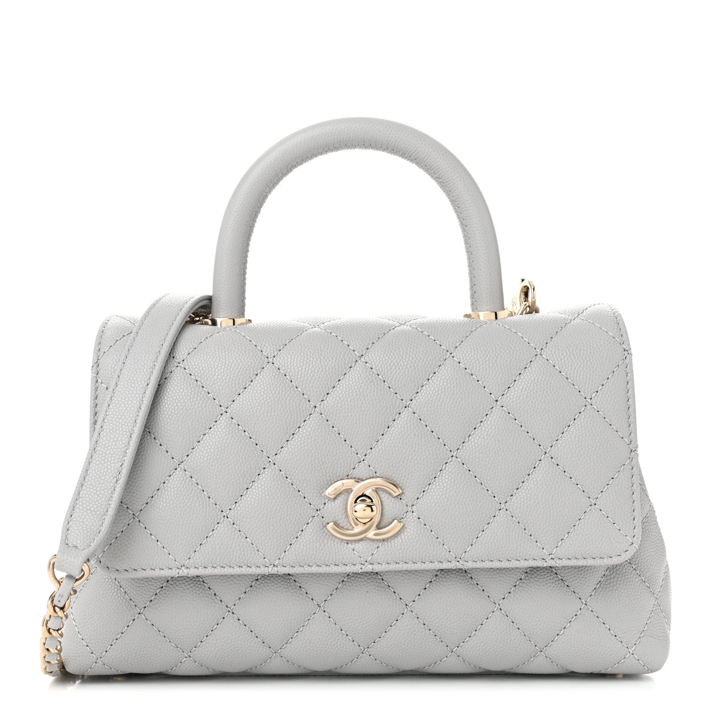Caviar Quilted Mini Coco Handle Flap Grey