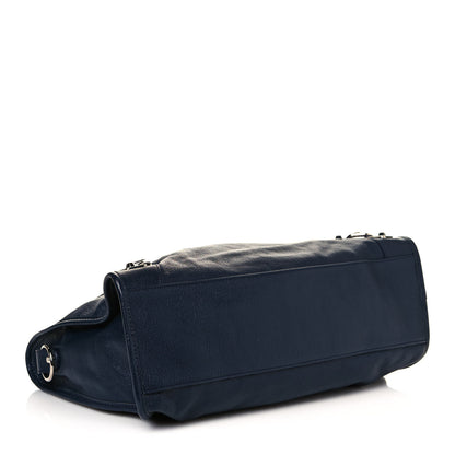 Balenciaga Chevre Silver Metallic Edge Hardware City Bleu Nuit Dark Sea 4 of 12