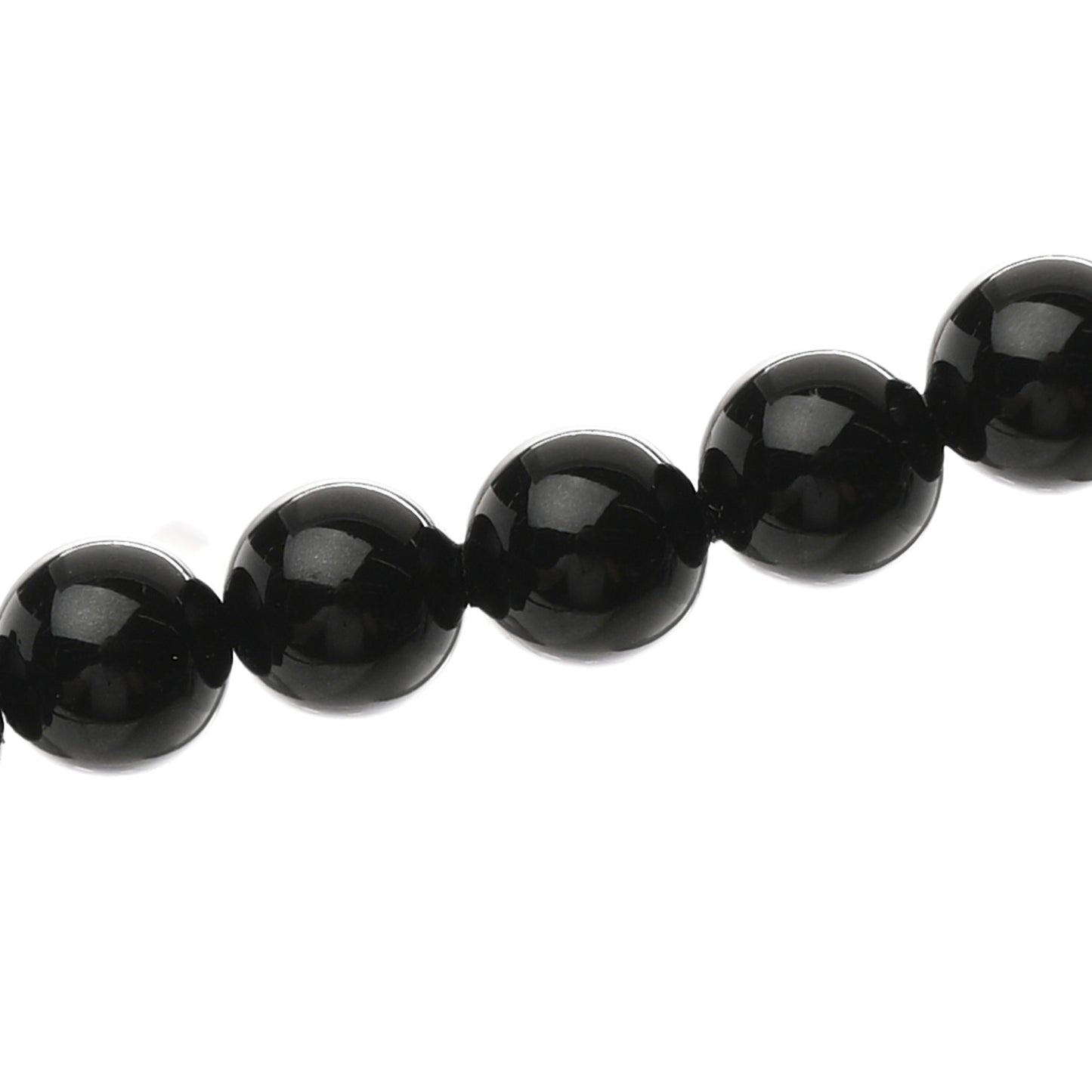 Metal Crystal Beaded CC Long Necklace Black Silver