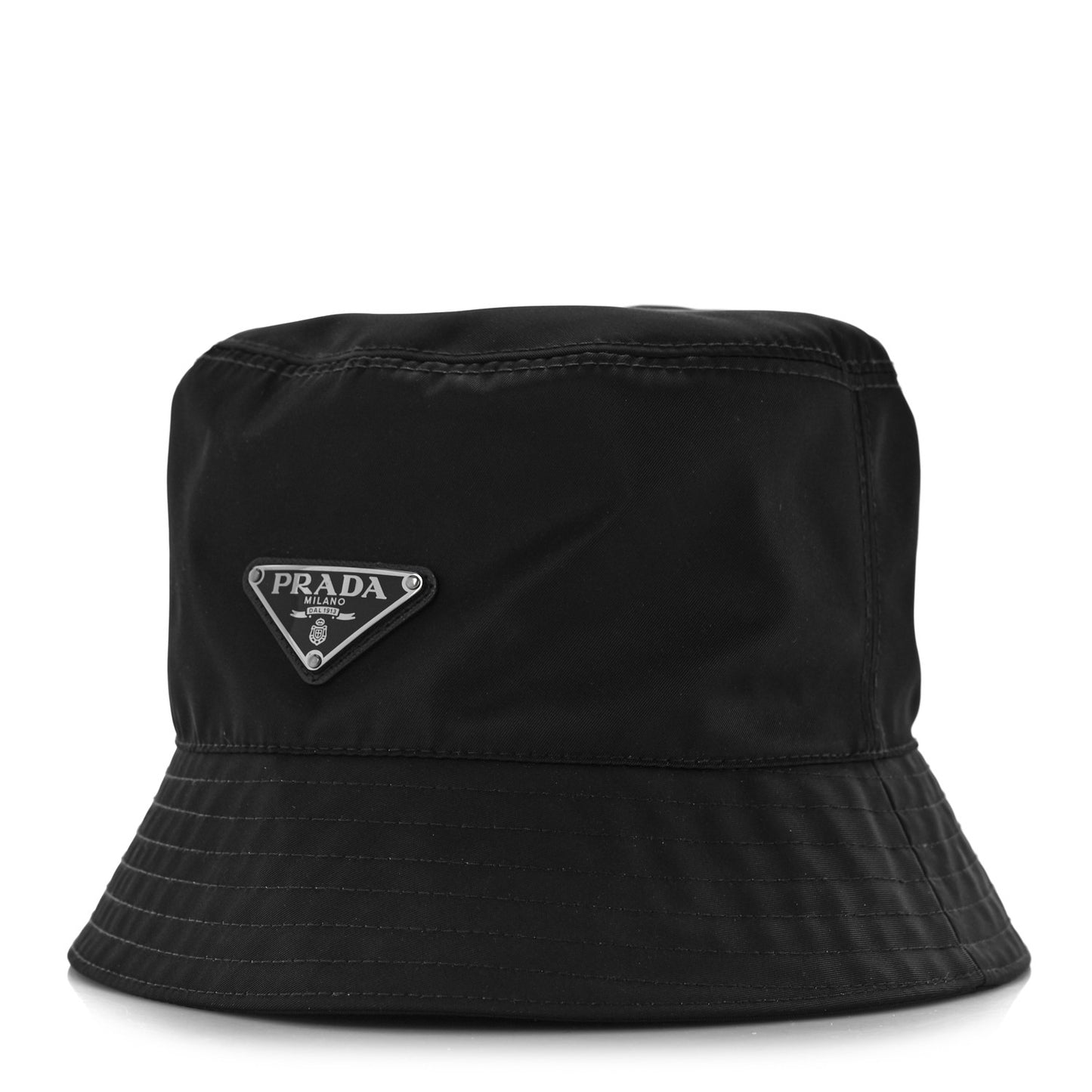 Re-Nylon Metal Triangle Logo Mens Bucket Hat M Black