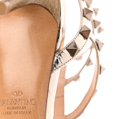 Valentino Garavani Metallic Pebbled Calfskin Patent Rockstud Ankle Strap 65mm Pumps 36.5 Sasso 12 of 13