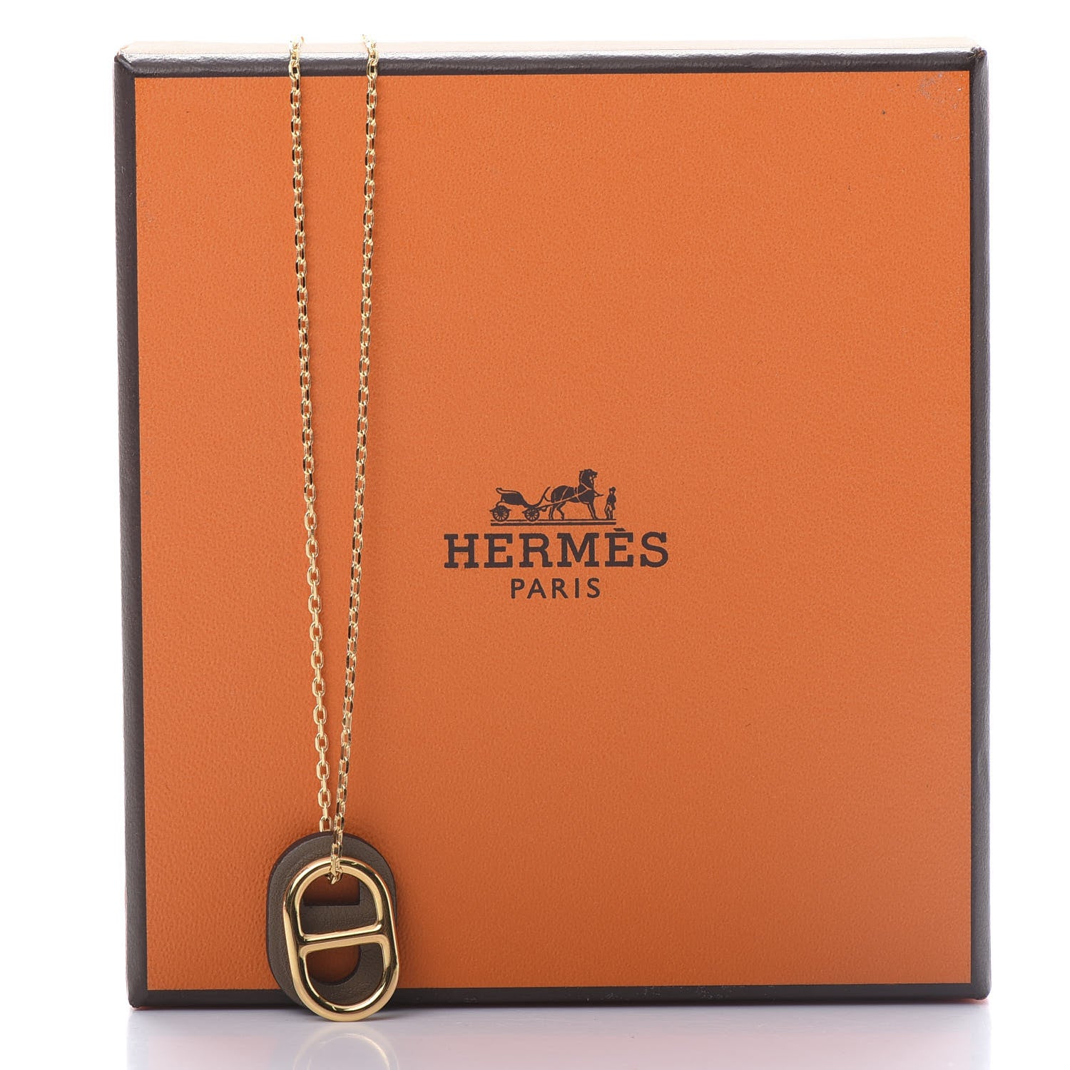 Hermes Swift O'Maillon Pendant Necklace Etoupe 6 of 6